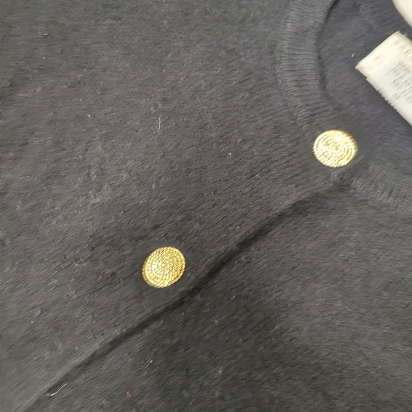 Sak's Vintage Luxury 100% Cashmere Black Button Front Cardigan Gold Buttons Chic - Picture 2 of 7